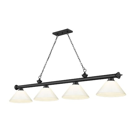 Z-Lite Cordon 4 Light Billiard, Matte Black & White 2306-4MB-PWH